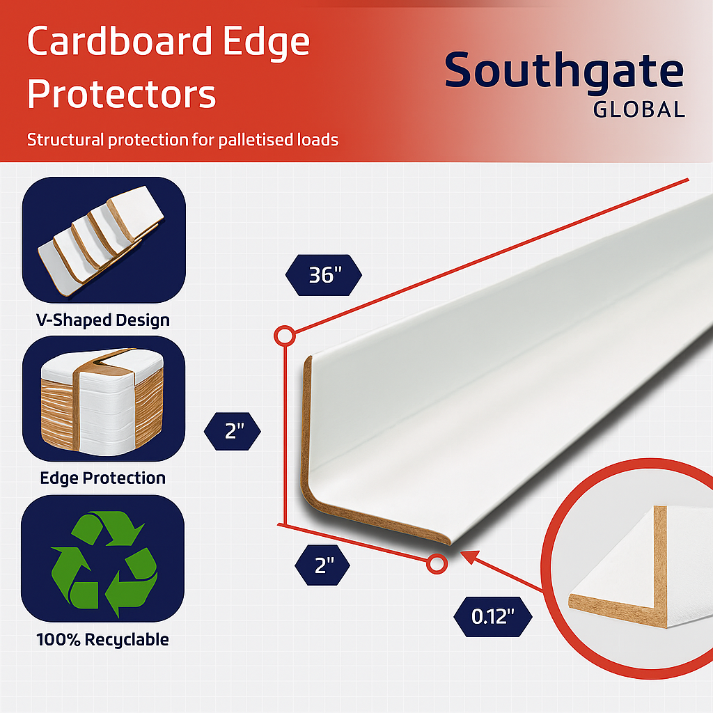 White Cardboard Edge Protectors – 2" x 2" x 36" (0.12" Standard-Duty) – 100 Pack