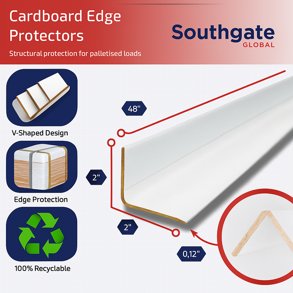 White Cardboard Edge Protectors – 2" x 2" x 48" (0.12" Standard-Duty) – 80 Pack