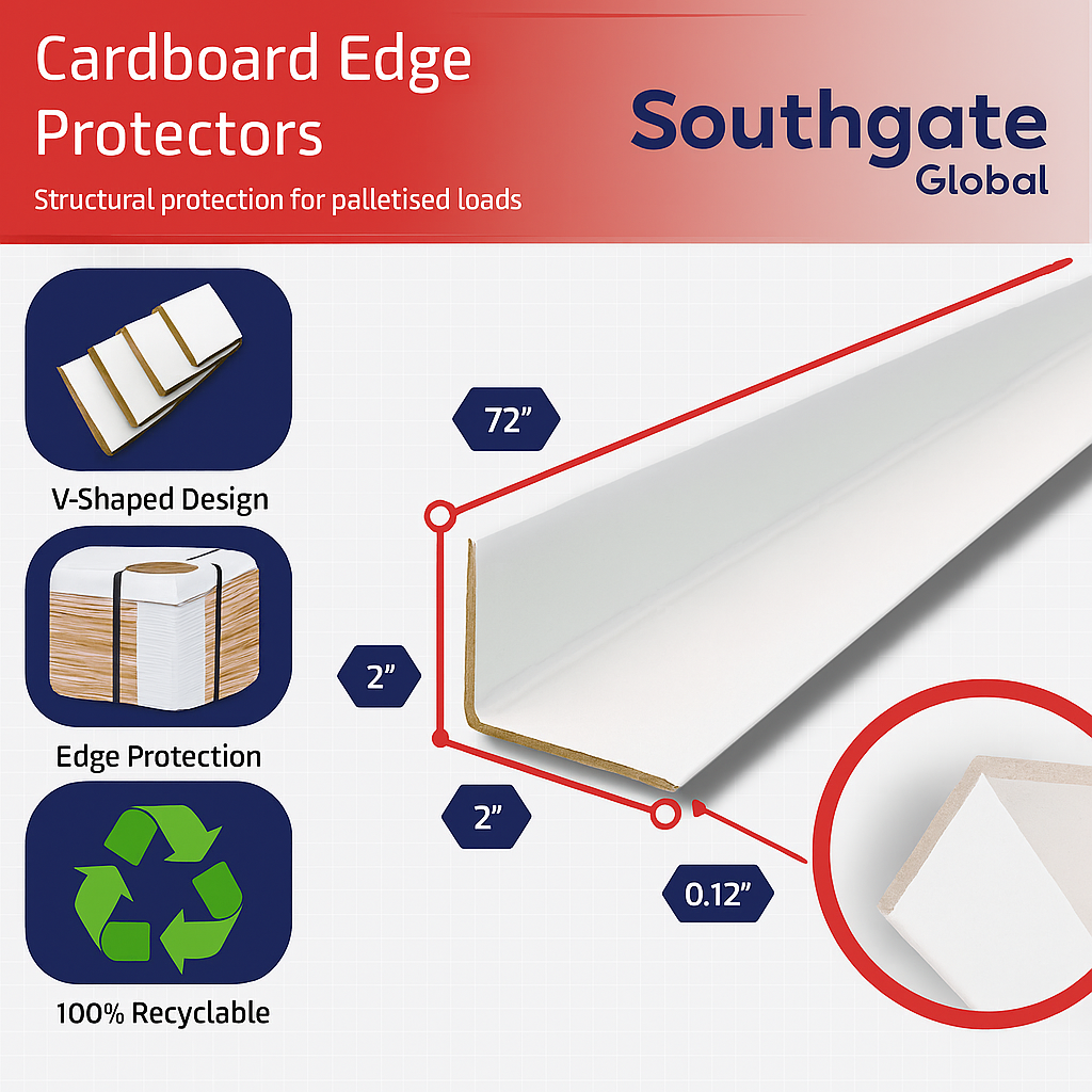 White Cardboard Edge Protectors – 2" x 2" x 72" (0.12" Standard-Duty) – 50 Pack