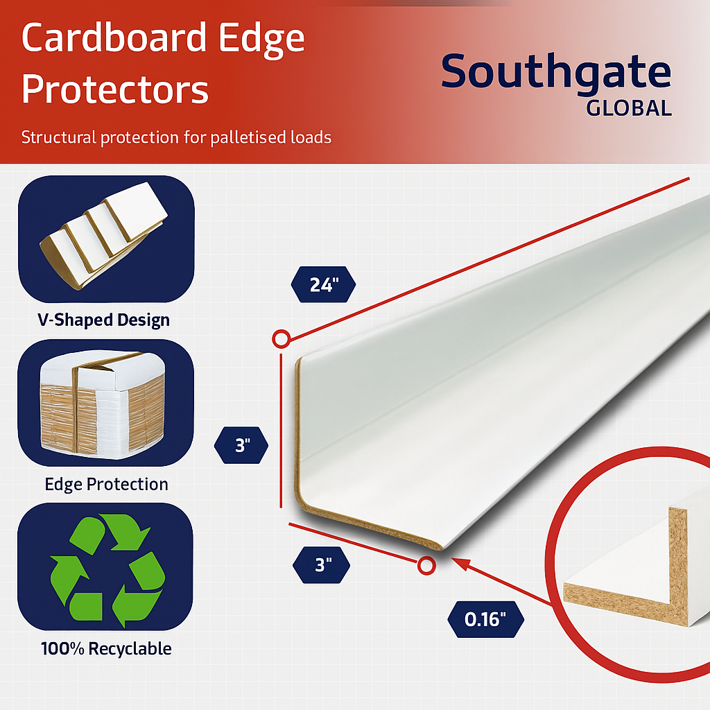 White Cardboard Edge Protectors – 3" x 3" x 24" (0.16" Heavy Duty) – 50 Pack