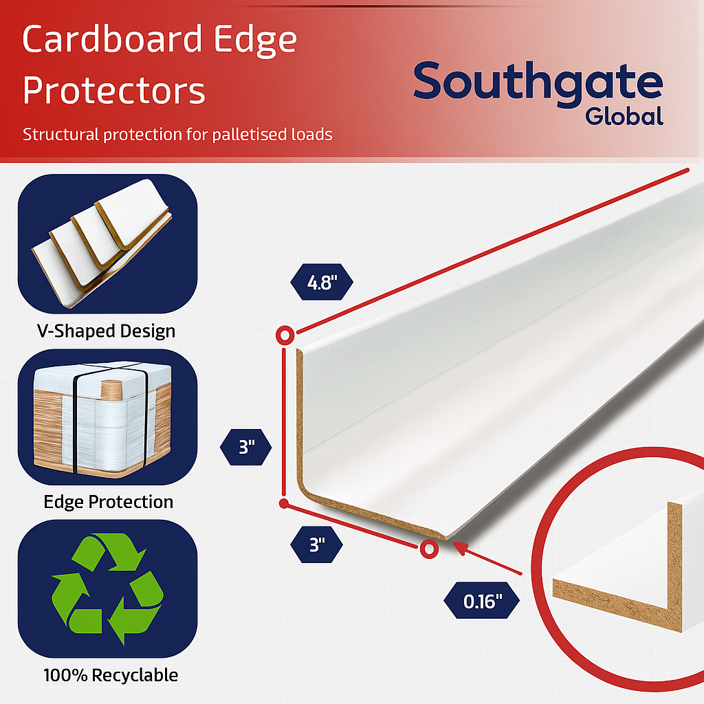 White Cardboard Edge Protectors – 3" x 3" x 48" (0.16" Heavy Duty) – 50 Pack