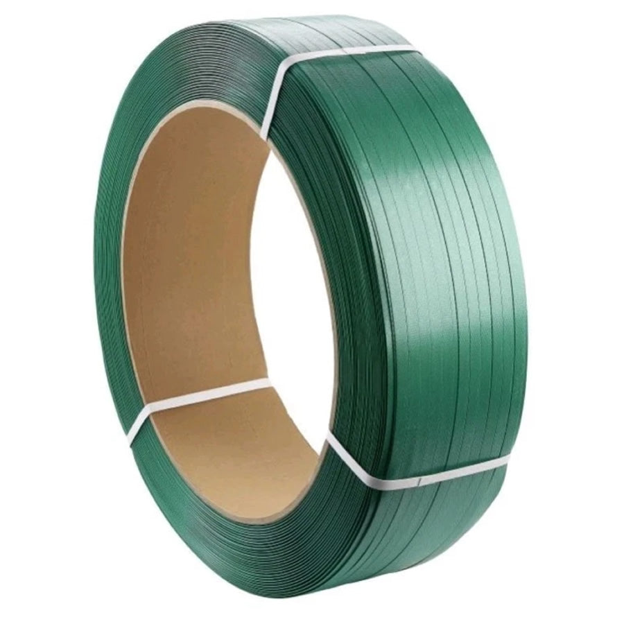 Premium Green Embossed PET Strapping (1/2″ × 0.020″ × 9000′)- Light-Duty Polyester Pallet Strapping
