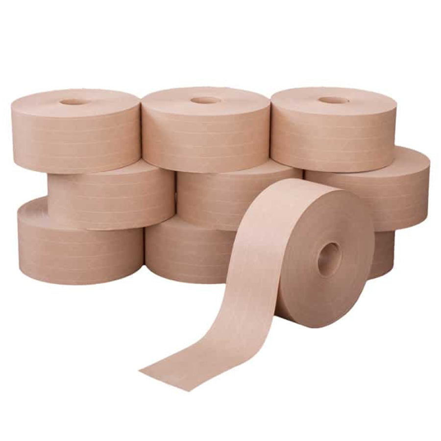 Reinforced Water Activated Tape 3/4" x 450ft (10 Rolls Light-Duty WAT)